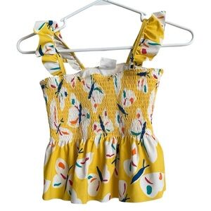 Hanna Andersson Sunblock Swim Yellow Smocked Top Girls Size 10